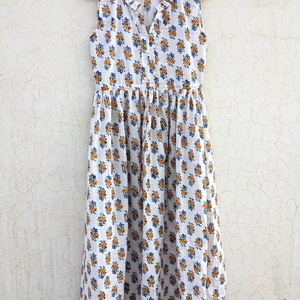 Vestido de Verano sin Mangas con Estampado a Mano |   Vestido de Algodón |   Estampado Floral - Product Image 1
