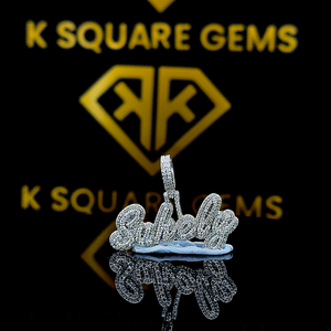 จี้ป้ายเพชรแบบเฉพาะของ Moissanite, จี้ชื่อเพชรที่กำหนดเอง, จี้ชื่อ, ของขวัญสำหรับเธอ - Product Image 1