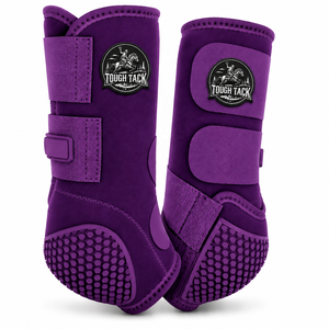 Protège-jambes pour chevaux Tough Tack en microfibre violette avec semelle Hex Grip pour l'équitation 2026 - Product Image 1