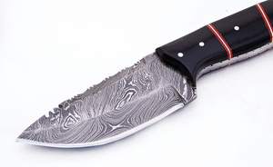 Tamaño personalizado Damasco acero caza Skinner cuchillo modelo S15 calidad superior hecho a mano cuerno negro Mango cuchillo al aire libre - Product Image 5