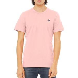 T-shirt à manches courtes en coton 100% pour homme, rose clair, coupe classique, logo personnalisé, été, décontracté, fabricant OEM, vente en gros à bas prix - Product Image 1