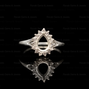 High Quality Wholesale 925 Solid Silver 6x8mm Pear Zircon Semi Mount Blank Prong Setting <b>Ring</b> Keepsake Breastmilk Jewelry Custom - Product Image 3