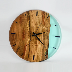 Horloge murale noire en résine transparente de Super qualité, décoration murale en résine époxy faite à la main et en bois - Product Image 2
