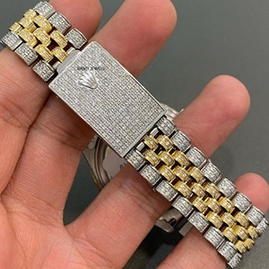 Reloj de Lujo de Dos Tonos con Moissanita y Acero Inoxidable, Esfera con Cristales, Estilo Hip Hop, Joyería con Diamantes, Reloj de Pulsera con Esfera de Baguette Arcoíris - Product Image 2
