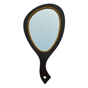 Wooden Hand <b>Mirror</b> Oval Shaped Stylish and Durable Comfortable Handle Design <b>Vanity</b> <b>Mirror</b> for Daily Use Makeup and Travel Use - Product Image 3