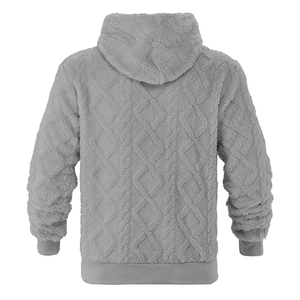 Sweats à capuche en laine polaire de couleur unie pour hommes élégants automne hiver sweats à capuche en laine à cordon de serrage vintage hommes à la mode sweat à capuche à manches longues - Product Image 3