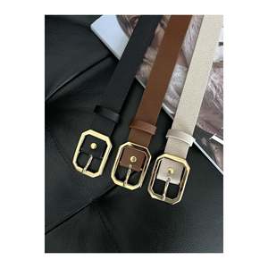 Ceinture carrée pour femme, ceinture pour pantalon, ceinture pour veste, ceinture pour robe - Noir & Marron & Beige - Or - Product Image 2