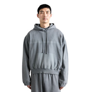 Conjunto de Sudadera con Capucha y Pantalones Deportivos de Algodón Lavado, Estilo Casual de Invierno para Hombre, Hombros Caídos, Estilo Desgastado, Peso Pesado, Venta al Por Mayor - Product Image 2