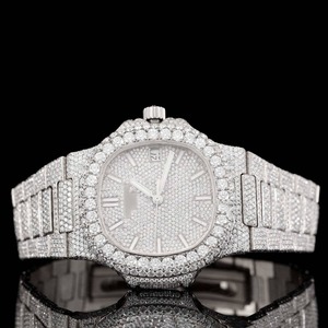 Montre de luxe personnalisée avec diamants de laboratoire, style Hip Hop, entièrement sertie, avec mouvement japonais - Product Image 1