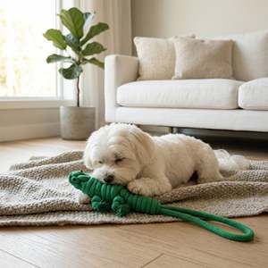 Owen, el Lagarto Verde, Juguete de Peluche con Cuerda para Masticar, Duradero, de 10 Pulgadas, Bonito y Ecológico, Juguete para Perros y Mascotas para Jugar en Interiores - Product Image 2
