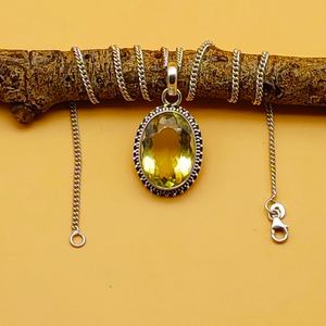 925สเตอร์ลิงเงินแฮนด์เมดเหลี่ยมเพชรพลอยมะนาวบุษราคัมสร้อยคออินเดียขายส่งร้อนเครื่องประดับ - Product Image 1