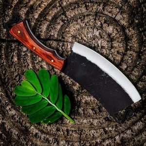 Vente en gros Couperet de chef professionnel en acier au carbone de style japonais Couteau de cuisine en acier inoxydable fait à la main avec manche en bois de Pakka - Product Image 3