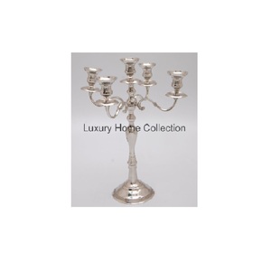 Candelabro de gran calidad de color plateado y soporte de diseño forjado, candelabro de centro de mesa para boda con 5 brazos - Product Image 1