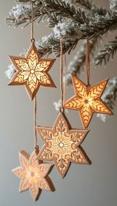 Adornos colgantes de pared navideños de madera pintados a mano con colores festivos ideales para la decoración tradicional del hogar de vacaciones - Product Image 5