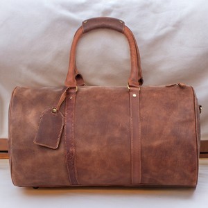 Lujo personalizado cuero de vaca Weekender Duffle Bag cremallera poliéster llevar equipaje para viajes al aire libre gimnasio deportes almacenamiento hombres - Product Image 1