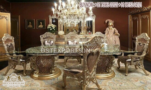 Juego de Comedor de Madera de Teca de Diseño Exclusivo con Tallado de Alta Gama para 8 Personas, Elegante Juego de Mesa de Comedor con Acabado Pulido de Alto Brillo - Product Image 6