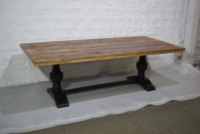 Table à manger rustique en bois de manguier massif, finition bicolore, style européen moderne, base pliable, écologique, pour la maison et l'hôtel