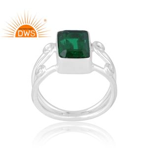 แหวนพลอยควอทซ์สีเงินธรรมชาติแบบคู่925ดีไซน์ทำด้วยมือเครื่องประดับควอทซ์มรกตเหมาะสำหรับเป็นของขวัญสำหรับผู้หญิง - Product Image 1