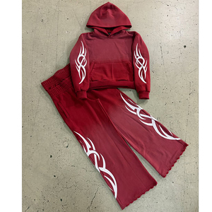 ชุดวอร์มแนวสตรีทของผู้ชาย OEM ชุดวอร์มกางเกงกันลมพิมพ์ลายสกรีนซักได้กันลมและมีฮู้ดสำหรับฤดูหนาว - Product Image 1