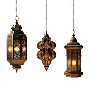 Lanterne en métal décorative de style vintage pour Ramadan Kareem avec motif sculpté, idéale pour la décoration du Ramadan Kareem et les nuits saintes - Product Image 4