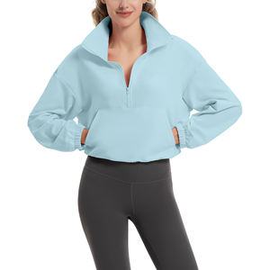 Sudadera de Manga Larga con Media Cremallera para Mujer, Estilo Holgado, Corte Cuadrado, Largo Corto, Silueta Moderna, Sudadera a la Moda - Product Image 3