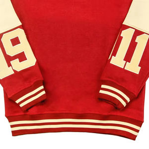 Sudadera Holgada Informal para Mujer, Lavada al Ácido, con Parches Bordados, Estilo Universitario, con Logotipo Personalizado, Cuello Redondo - Product Image 3