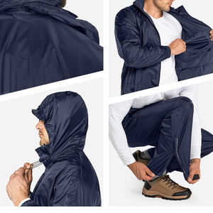 Deux pièces réflecteurs pêche Camping vente en gros compressible imperméable ensembles coupe-vent deux pièces pluie sécurité prix usine survêtement - Product Image 3