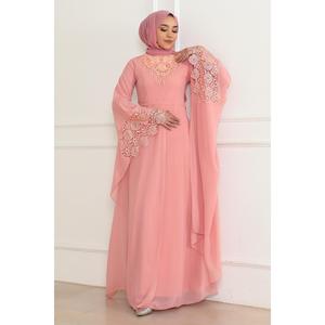 Vestido Casual Mega Merchant Powder 6127 Talla XS, Corte en A, Mangas Largas, Diseño de Parches, Cintura Natural, 100% Poliéster No Tejido - Product Image 3