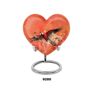 Urna de cremación de corazón carmesí de vuelo de pájaro, urna grande para cenizas, urna elegante para mujer adulta con bolsa de terciopelo gratis - Product Image 1