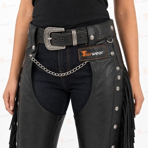 Cuissardes en cuir robustes pour femmes, pour motardes, équitation, style western, cowboy, ranch, en cuir de vachette véritable, sportives et professionnelles - Product Image 5