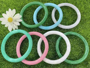 <b>Fine</b>-crafted Epoxy Resin <b>Bangles</b> Imitation Pearl Endless Insert Trendy Lock Design Christian Women's Jewelry for Weddings Eid - Product Image 2