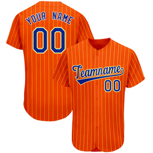 Hombres manga corta de alta calidad de béisbol Jersey uniforme en blanco personalizado niños al por mayor naranja jersey de béisbol - Product Image 1