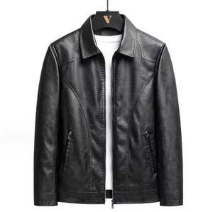 Veste en cuir pour homme sur mesure, col montant, couleur unie, logo frontal, imperméable, coupe-vent, style streetwear, hiver, teinture unie - Product Image 6