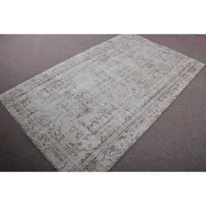 พรมวินเทจขนาด 4.8x7.9 ฟุต สีขาว พรมขนสัตว์โมร็อกโกตุรกี - Product Image 2