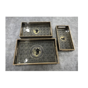 Bandeja para servir de madera dura de la mejor calidad con diseño de base profunda para servicio de habitaciones y presentación de mesa para venta de exportación - Product Image 4