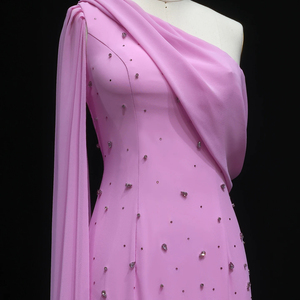 Robe de soirée rose Jancember XD034, asymétrique, pour bal de promo, avec fleurs 3D, coupe ajustée, pour cérémonie ou cocktail. - Product Image 4