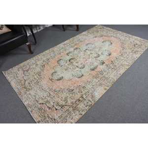 Alfombra Turca, Alfombra Vintage de 4.8x8.3 pies, Alfombra Marrón con Puntos Naranja - Product Image 5