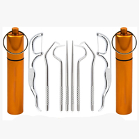 Cure-dents de poche, kit de médiators pour fil dentaire, outils allemands de nettoyage des dents en acier, cueilleurs de dents pour adultes, vente en gros
