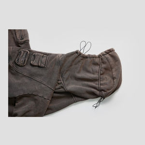 Sweat à capuche personnalisé de qualité supérieure 400 g/m² en coton éponge lourd délavé avec fermeture éclair cargo vintage - Product Image 3