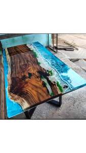 โต๊ะพื้นไม้และเรซินสุดหรูทำด้วยมือศิลปะสมัยใหม่ดีไซน์นางฟ้าปรับแต่งได้เฟอร์นิเจอร์รับประทานอาหารสำหรับบ้านและร้านอาหาร - Product Image 4