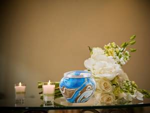 Beautiful Ocean Blue Cremation <b>Urns</b> Swirl for <b>Pet</b> <b>Ashes</b> Memorial <b>Urn</b> with Velvet Bag - Product Image 3