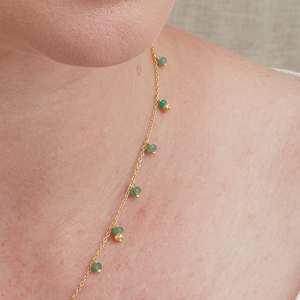 Design Ethnique En Argent Sterling 925 Simple Émeraude Perlée Pierres Précieuses Collier Court Bijoux Partywear Solutions Accessoires - Product Image 2