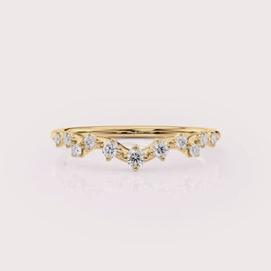 Anillo de Boda con Corona de Diamantes Cultivados en Laboratorio con Certificación IGI, Oro Rosa/Blanco y Amarillo de 14K, Banda de Tiara Curva con Diamantes - Product Image 2