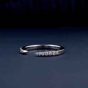 Stackable Lab Diamond Solid Gold Minimalist Diamond Round Brilliant Cut Diamond Wedding Engagement Open Enhancer Ring <b>for</b> <b>Her</b> - Product Image 2