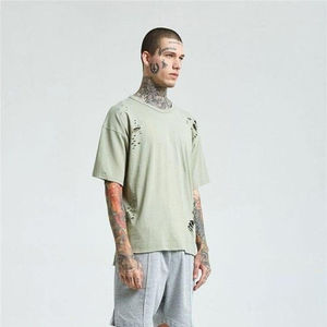 Wholesale Custom Distressed Oversized Men's T-Shirt Heavy <b>Weight</b> 100% Cotton Unisex O-Neck Tee <b>Blank</b> Distress T-Shirt Oversize - Product Image 2
