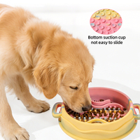 Bol pliable en silicone pour animaux de compagnie, distributeur lent d'aliments et d'eau, base antidérapante à ventouse, anti-étouffement, portable, pour yaourt