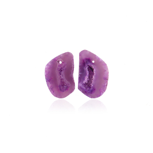 Geoda Natural Druzy Perforado Piedras preciosas sueltas Top Perforado Par a la mitad Geoda Ágata Freefrom Cristalizar Púrpura Par de piedras preciosas - Product Image 5