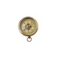 Boussole de poche en laiton massif avec gravure sur le thème du logo personnalisé, design de lignes blanches de l'étoile du Titanic, impression UV, horloge nautique polie