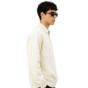 Sudadera Personalizada con Cuello Camisero para Hombre, Unisex, Gruesa, 350 g/m², con Cierre de Cremallera de un Cuarto, Logotipo Personalizado, Lavada a la Piedra, Corte Holgado - Product Image 2