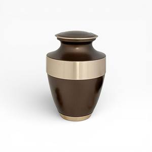 Pearl White Cremation Urn with Soft Gold Accent Rings and Minimal Elegant <b>Memorial</b> Style - Product Image 4